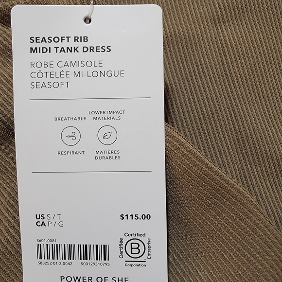 ✨️ NWT Athleta Seasoft Tan Rib Midi Tank Dress Small Tall - Picture 4 of 8